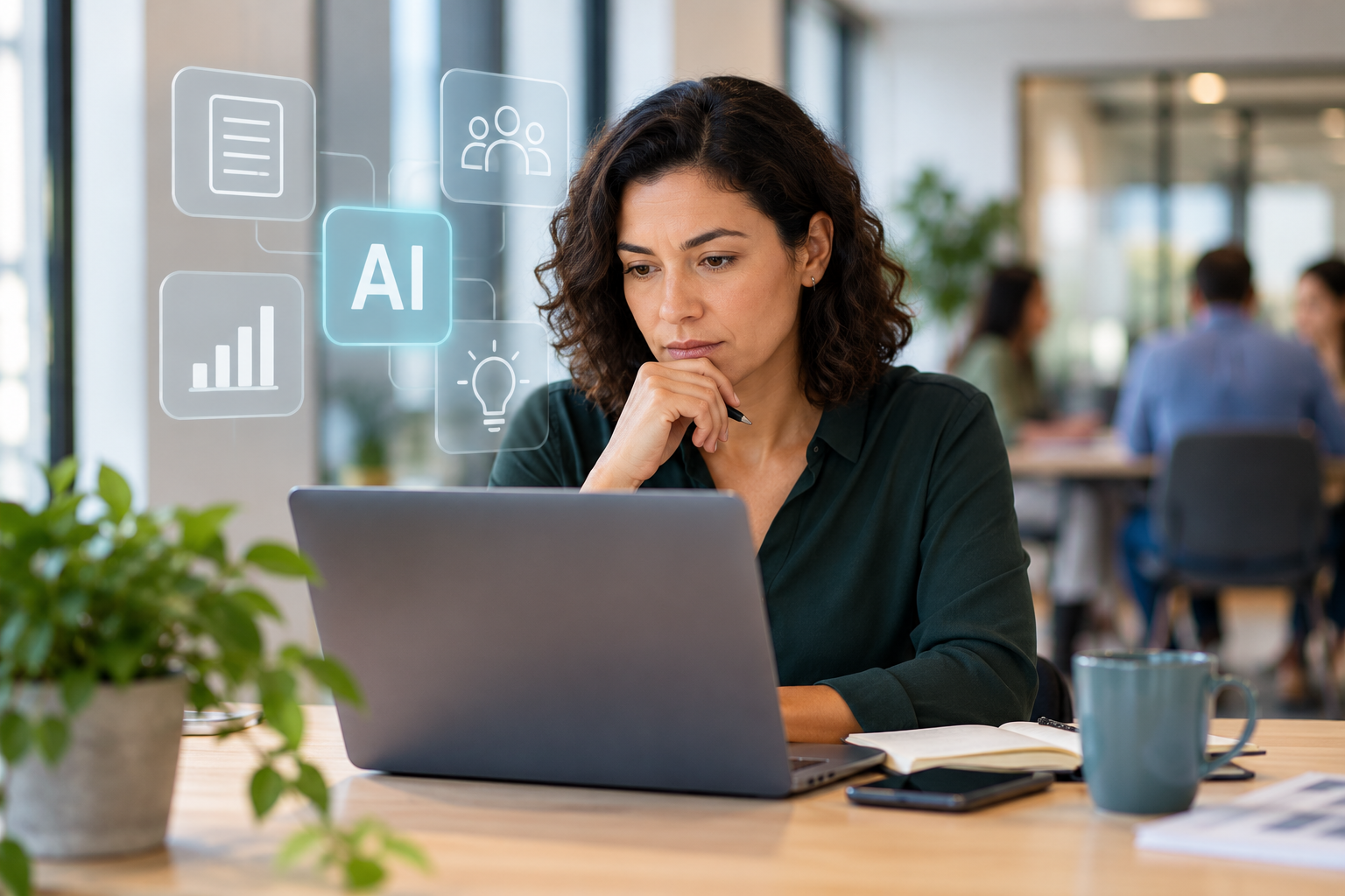 Professional considering how AI and new technology are changing workplace tasks